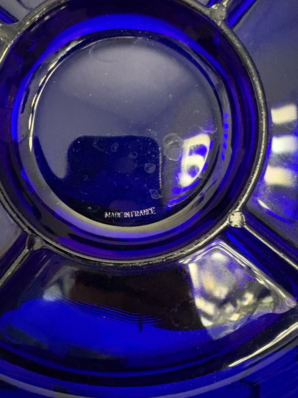 Vintage Cobalt Blue Glass Divided Serving Tray - Picture 2 of 2